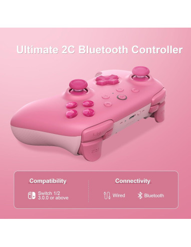Controlador Bluetooth 8BitDo Rosa para Switch 2 y Switch