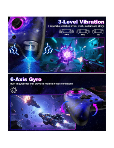 Controlador Inalámbrico Spican para Nintendo Switch/OLED - Joypad Ergonómico con Luces