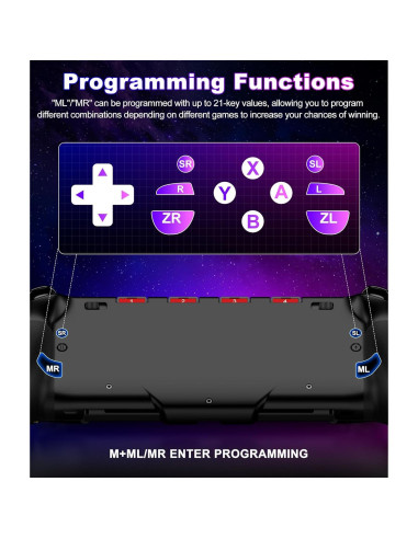 Controlador Inalámbrico Spican para Nintendo Switch/OLED - Joypad Ergonómico con Luces