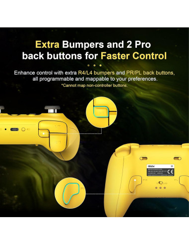 Controlador Bluetooth 8BitDo Ultimate 2 para Switch y PC Amarillo