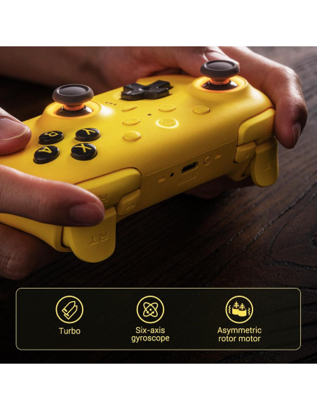 Controlador Bluetooth 8BitDo Ultimate 2 para Switch y PC Amarillo