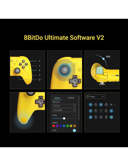 Controlador Bluetooth 8BitDo Ultimate 2 para Switch y PC Amarillo