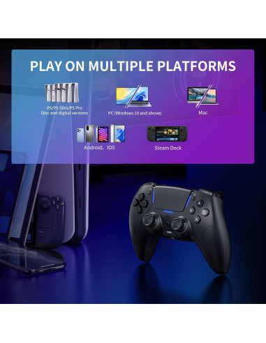 Controlador Inalámbrico JDDWIN para PS5/PC/Steam Deck - Negro