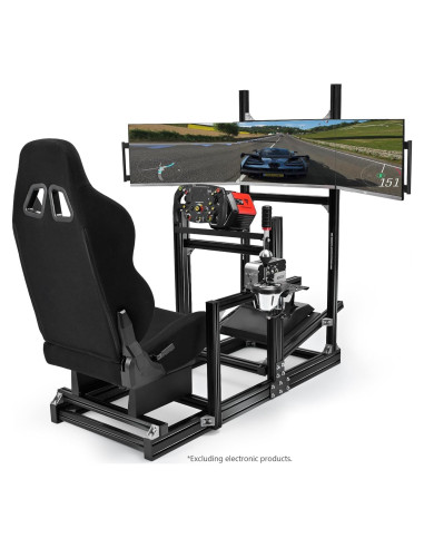 Cockpit de Simulación de Carreras Anman con Soporte Triple Monitor