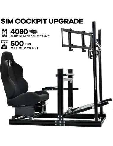 Cockpit de Simulación de Carreras Anman con Soporte Triple Monitor