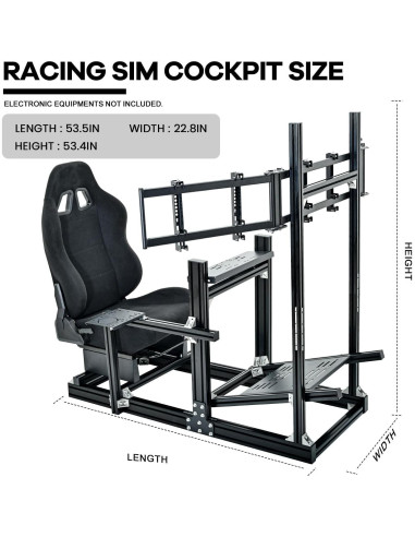 Cockpit de Simulación de Carreras Anman con Soporte Triple Monitor