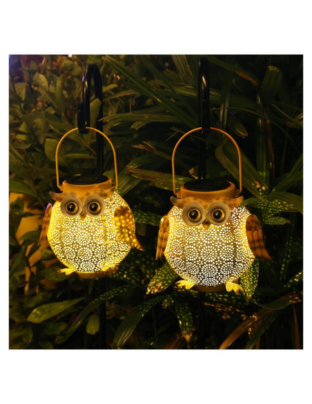 Paquete de 2 Linternas Solares Colgantes Búho - Metal IP44 Paquete de 2 Linternas Solares Colgantes Búho - Metal IP44