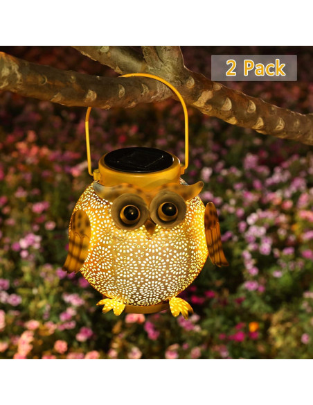 Paquete de 2 Linternas Solares Colgantes Búho - Metal IP44 Paquete de 2 Linternas Solares Colgantes Búho - Metal IP44