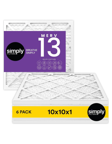 Filtro de Aire Simply MERV 13 10x10x1 Paquete de 6 para HVAC
