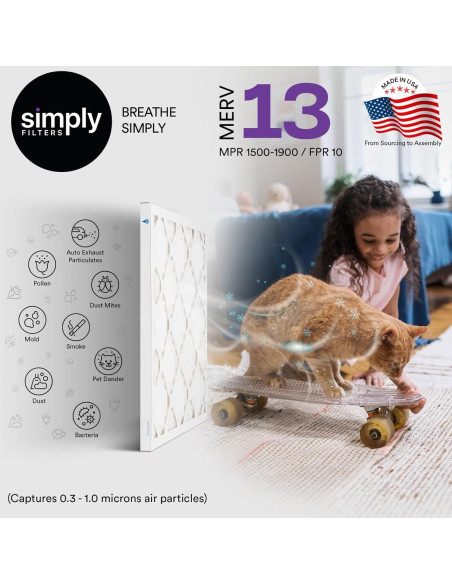 Filtro de Aire Simply MERV 13 10x10x1 Paquete de 6 para HVAC