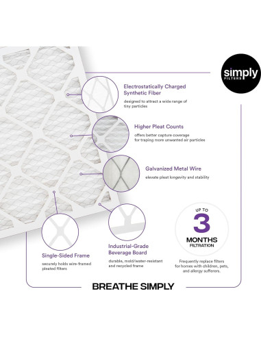 Filtro de Aire Simply MERV 13 10x10x1 Paquete de 6 para HVAC