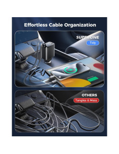 Cargador de Coche Retráctil SUPERONE 69W USB C Rápido Negro 2