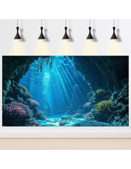 Fondo de Acuario Riivvdise 60x30cm Cueva Tropical Corales Fondo de Acuario Riivvdise 60x30cm Cueva Tropical Corales