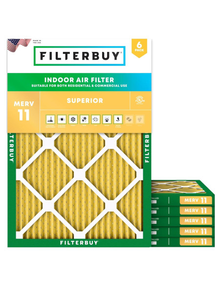 Filtro de aire Filterbuy 8x14x1 MERV 11 - Paquete de 6