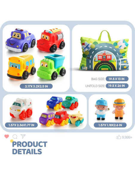 Juego de Coches de Juguete Bessome 12 PCS para Bebés 1-2 Años