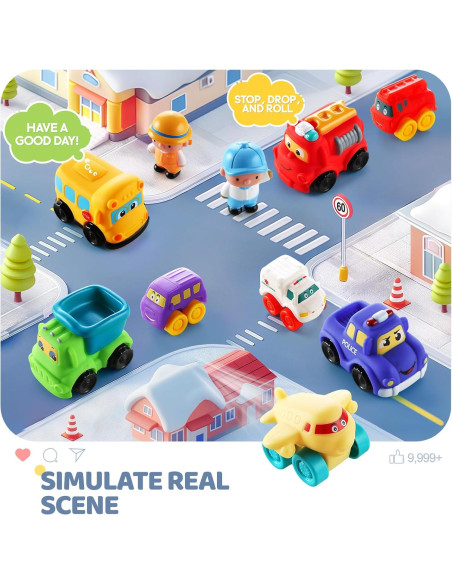 Juego de Coches de Juguete Bessome 12 PCS para Bebés 1-2 Años