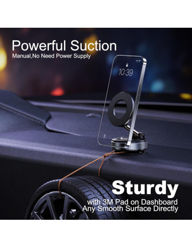 Soporte Magnético para Teléfono LnkXT - Ventosa Plegable, Negro