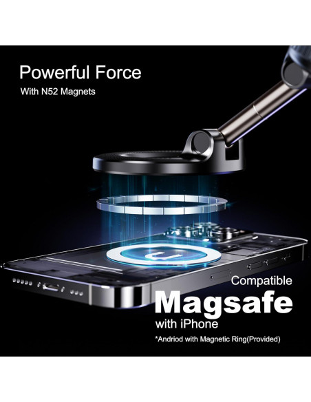 Soporte Magnético para Teléfono LnkXT - Ventosa Plegable, Negro