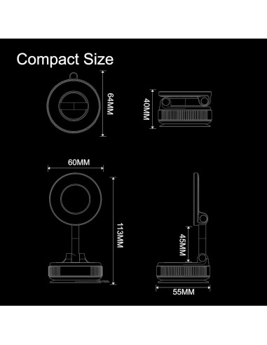 Soporte Magnético para Teléfono LnkXT - Ventosa Plegable, Negro