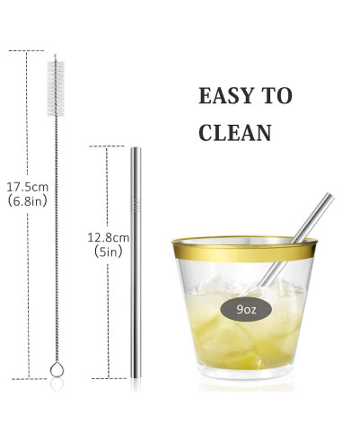 Popotes Reutilizables de Acero Inoxidable Teivio 12 Piezas 12.7 cm