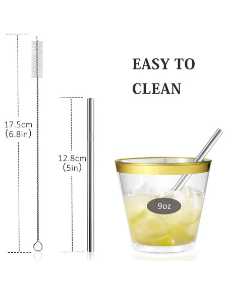 Popotes Reutilizables de Acero Inoxidable Teivio 12 Piezas 12.7 cm