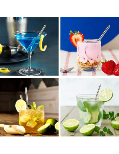 Popotes Reutilizables de Acero Inoxidable Teivio 12 Piezas 12.7 cm