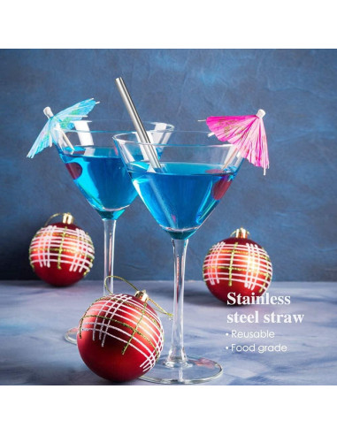 Popotes Reutilizables de Acero Inoxidable Teivio 12 Piezas 12.7 cm