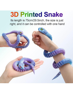 Serpiente Impresa en 3D ATESSON 75 cm Azul Fantasma Juguete 2