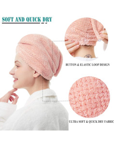 Toalla de Microfibra para Cabello ELLEWIN 3 Piezas Secado Rápido 2