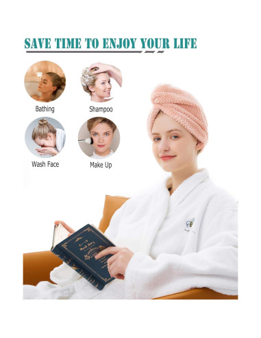 Toalla de Microfibra para Cabello ELLEWIN 3 Piezas Secado Rápido