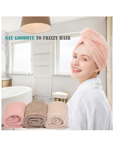 Toalla de Microfibra para Cabello ELLEWIN 3 Piezas Secado Rápido