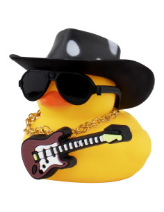 Adorno de Pato de Goma Wonuu para Coche con Sombrero y Guitarra