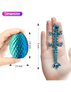 2 Dragones Impresos en 3D con Huevo Multicolor - Juguetes Decorativos 2