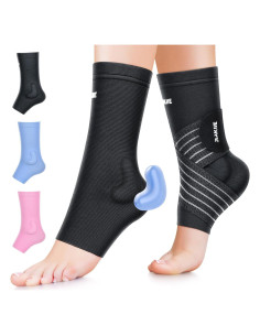 Soporte de Tobillo Rakiie con Almohadilla de Silicona, Negro S