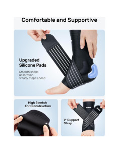 Soporte de Tobillo Rakiie con Almohadilla de Silicona, Negro S 2