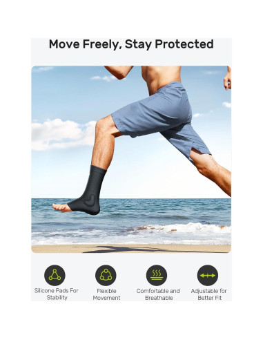 Soporte de Tobillo Rakiie con Almohadilla de Silicona, Negro S