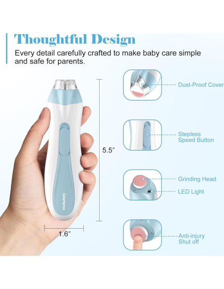 Afilador de Uñas Eléctrico Colarlemo 15 en 1 USB-C Azul