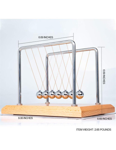 Péndulo de Newton CERROPI con 7 Bolas - Base de Haya, 50+ Segundos