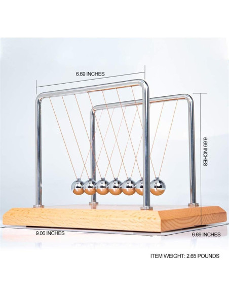 Péndulo de Newton CERROPI con 7 Bolas - Base de Haya, 50+ Segundos