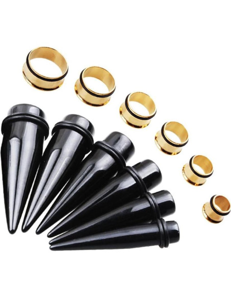 Kit de Estiramiento 24 Piezas TOPBRIGHT Tapers Acrílico y Acero Kit de Estiramiento 24 Piezas TOPBRIGHT Tapers Acrílico y Acero