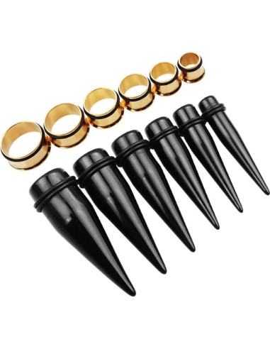 Kit de Estiramiento 24 Piezas TOPBRIGHT Tapers Acrílico y Acero