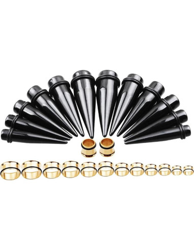 Kit de Estiramiento 24 Piezas TOPBRIGHT Tapers Acrílico y Acero