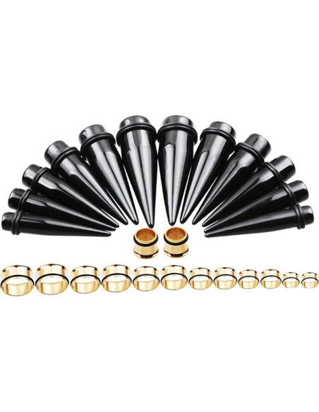 Kit de Estiramiento 24 Piezas TOPBRIGHT Tapers Acrílico y Acero Kit de Estiramiento 24 Piezas TOPBRIGHT Tapers Acrílico y Acero