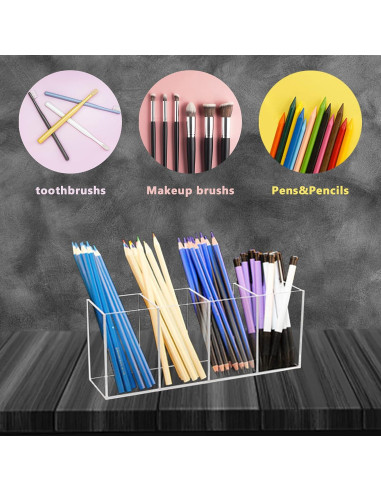 Soporte Organizador de Lápices Acrílico QPEY 4 Compartimentos