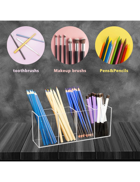 Soporte Organizador de Lápices Acrílico QPEY 4 Compartimentos