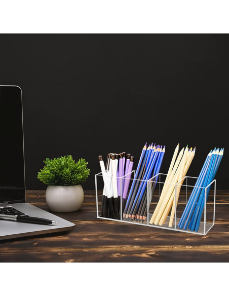 Soporte Organizador de Lápices Acrílico QPEY 4 Compartimentos