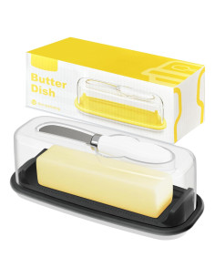 Plato para Mantequilla AJIJING con Tapa y Espátula - Negro