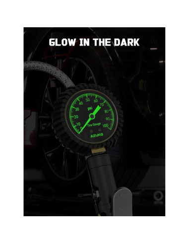 Medidor de Presión de Neumáticos AZUNO 100 PSI con Accesorios