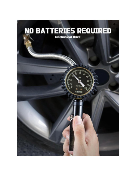 Medidor de Presión de Neumáticos AZUNO 100 PSI con Accesorios Medidor de Presión de Neumáticos AZUNO 100 PSI con Accesorios