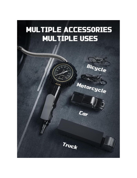 Medidor de Presión de Neumáticos AZUNO 100 PSI con Accesorios Medidor de Presión de Neumáticos AZUNO 100 PSI con Accesorios